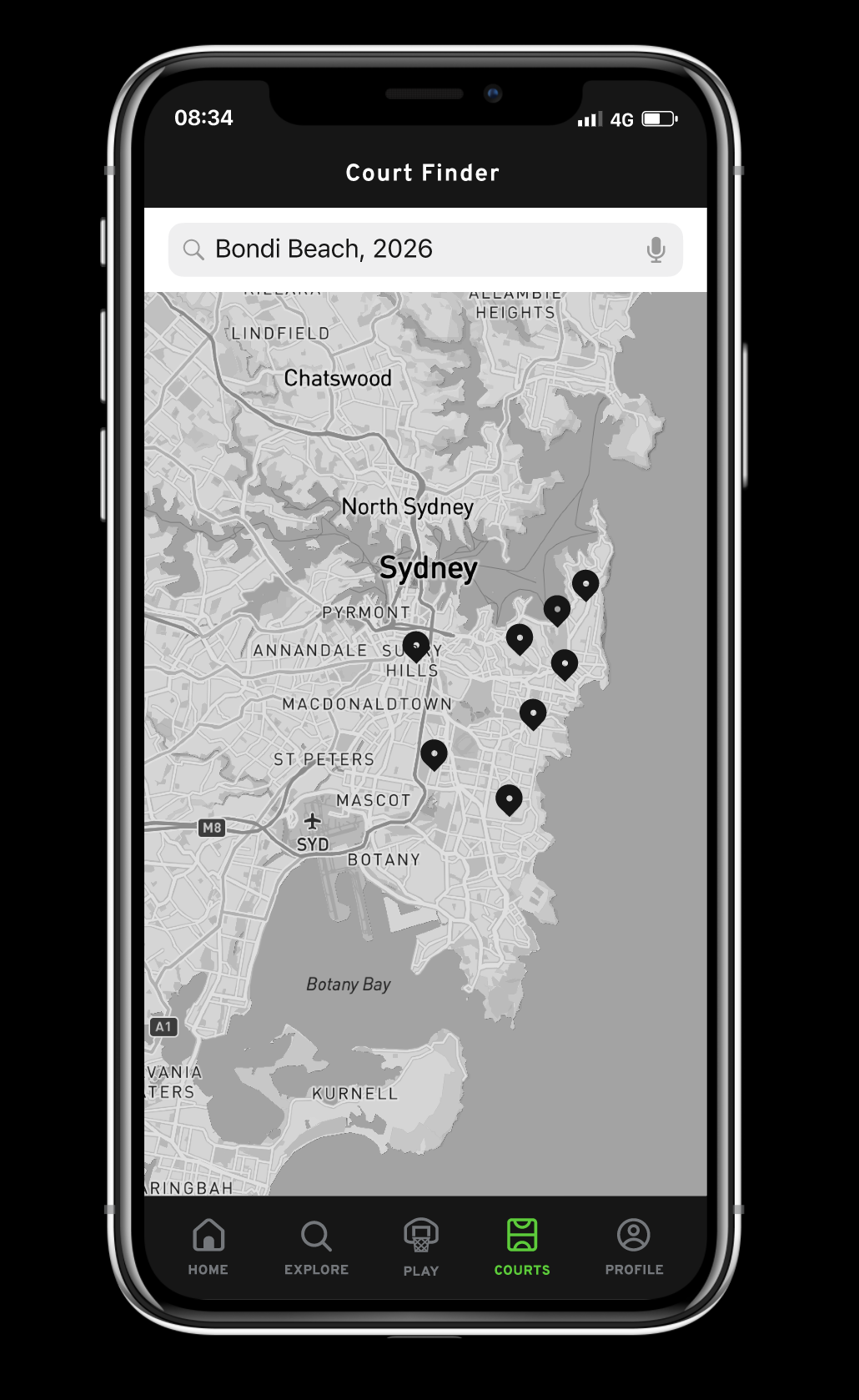 DIME app search screen interface